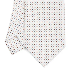 CRAVATTA SARTORIALE CLASSICA IN SETA BIANCA Microfantasia fiore