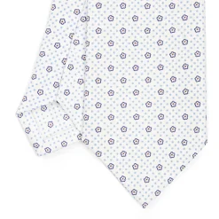 CRAVATTA SARTORIALE CLASSICA IN SETA BIANCA Microfantasia fiore