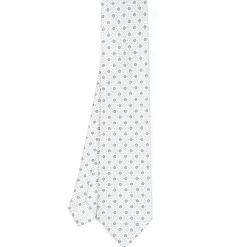 CRAVATTA SARTORIALE CLASSICA IN SETA BIANCA Microfantasia fiore