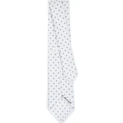 CRAVATTA SARTORIALE CLASSICA IN SETA BIANCA Microfantasia fiore