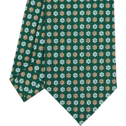 CRAVATTA SARTORIALE CLASSICA IN SETA VERDE SCURO Microfantasia fiore