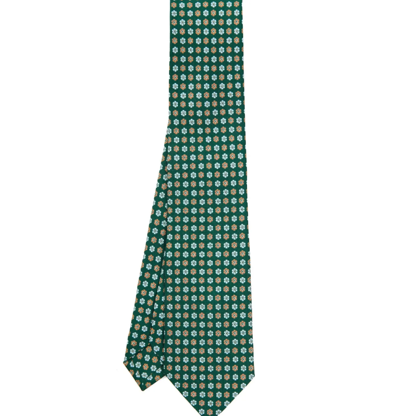 CRAVATTA SARTORIALE CLASSICA IN SETA VERDE SCURO Microfantasia fiore