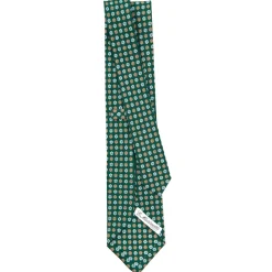 CRAVATTA SARTORIALE CLASSICA IN SETA VERDE SCURO Microfantasia fiore