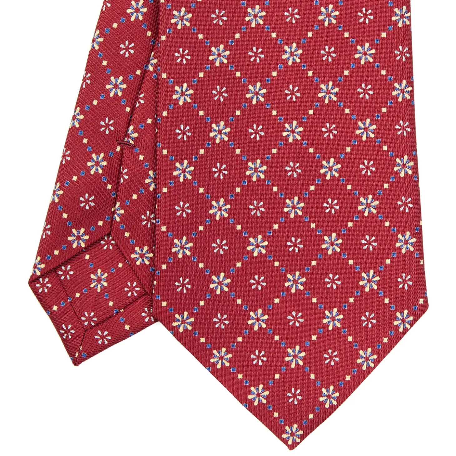 CRAVATTA SARTORIALE CLASSICA IN SETA BORDEAUX Microfantasia fiore