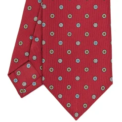 CRAVATTA SARTORIALE CLASSICA IN SETA BORDEAUX Microfantasia fiore
