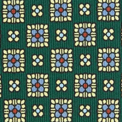 CRAVATTA SARTORIALE CLASSICA IN SETA VERDE SCURO Microfantasia fiore