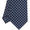 CRAVATTA SARTORIALE CLASSICA IN SETA BLU SCURO Microfantasia fiore