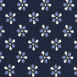 CRAVATTA SARTORIALE CLASSICA IN SETA BLU SCURO Microfantasia fiore