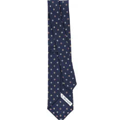 CRAVATTA SARTORIALE CLASSICA IN SETA BLU SCURO Microfantasia fiore
