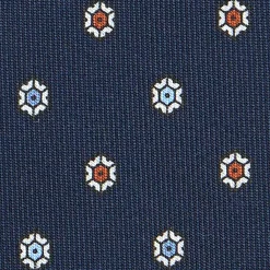 CRAVATTA SARTORIALE CLASSICA IN SETA BLU SCURO Microfantasia fiore
