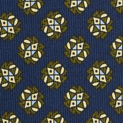 CRAVATTA SARTORIALE CLASSICA IN SETA BLU SCURO Microfantasia fiore