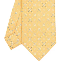 CRAVATTA SARTORIALE CLASSICA IN SETA GIALLA Microfantasia fiore