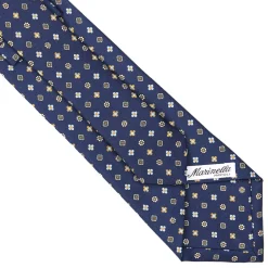 CRAVATTA SARTORIALE CLASSICA IN SETA BLU SCURO Microfantasia fiore