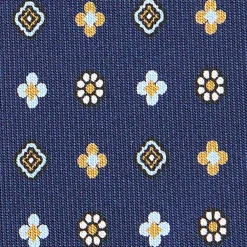 CRAVATTA SARTORIALE CLASSICA IN SETA BLU SCURO Microfantasia fiore