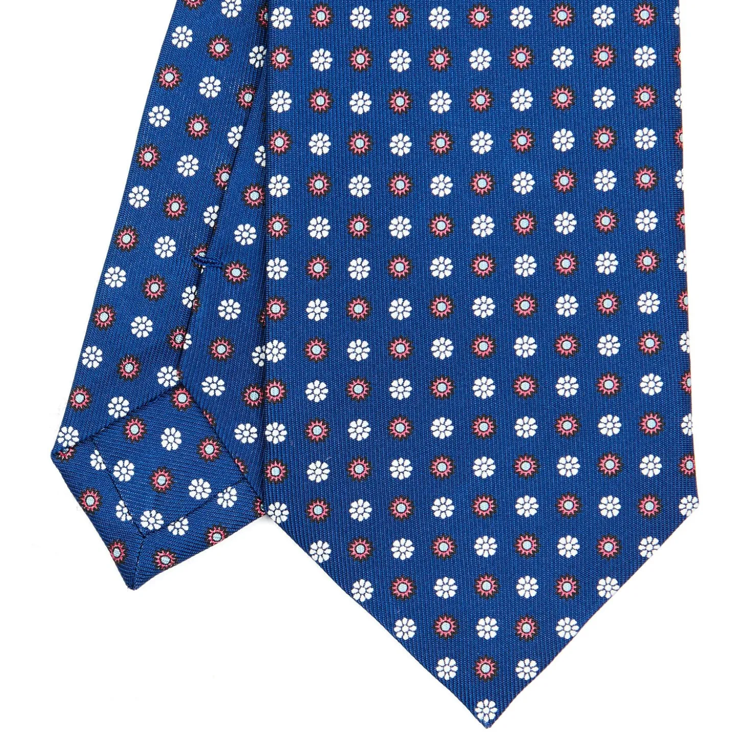 CRAVATTA SARTORIALE CLASSICA IN SETA BLU Microfantasia fiore