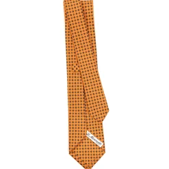 CRAVATTA SARTORIALE CLASSICA IN SETA ARANCIONE Microfantasia fiore
