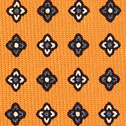 CRAVATTA SARTORIALE CLASSICA IN SETA ARANCIONE Microfantasia fiore