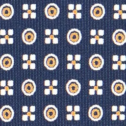 CRAVATTA SARTORIALE CLASSICA IN SETA BLU SCURO Microfantasia fiore