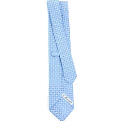 CRAVATTA SARTORIALE CLASSICA IN SETA AZZURRA Microfantasia fiore