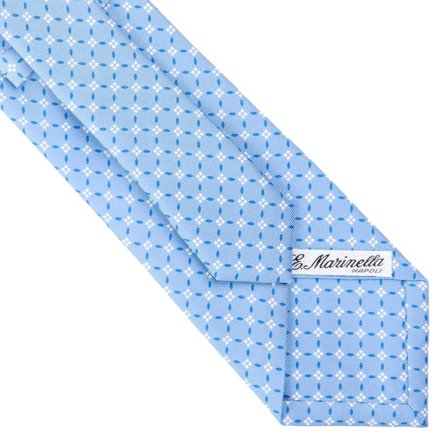 CRAVATTA SARTORIALE CLASSICA IN SETA AZZURRA Microfantasia fiore