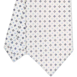 CRAVATTA SARTORIALE CLASSICA IN SETA BIANCA Microfantasia fiore