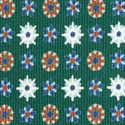 CRAVATTA SARTORIALE CLASSICA IN SETA VERDE SCURO Microfantasia fiore