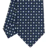 CRAVATTA SARTORIALE CLASSICA IN SETA BLU SCURO Microfantasia fiore