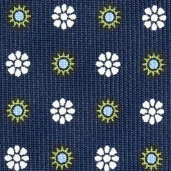 CRAVATTA SARTORIALE CLASSICA IN SETA BLU SCURO Microfantasia fiore