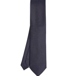 CRAVATTA SARTORIALE CLASSICA IN SETA BLU SCURO Pois