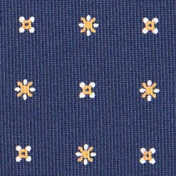 CRAVATTA SARTORIALE CLASSICA IN SETA BLU SCURO Microfantasia fiore