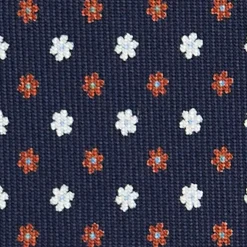 CRAVATTA SARTORIALE CLASSICA IN SETA BLU SCURO Microfantasia fiore