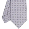 CRAVATTA SARTORIALE CLASSICA IN SETA GRIGIO CHIARO Microfantasia fiore