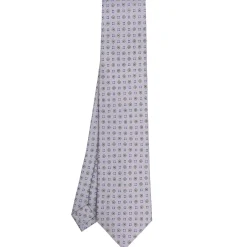 CRAVATTA SARTORIALE CLASSICA IN SETA GRIGIO CHIARO Microfantasia fiore