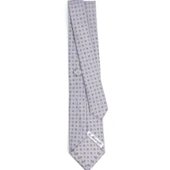 CRAVATTA SARTORIALE CLASSICA IN SETA GRIGIO CHIARO Microfantasia fiore