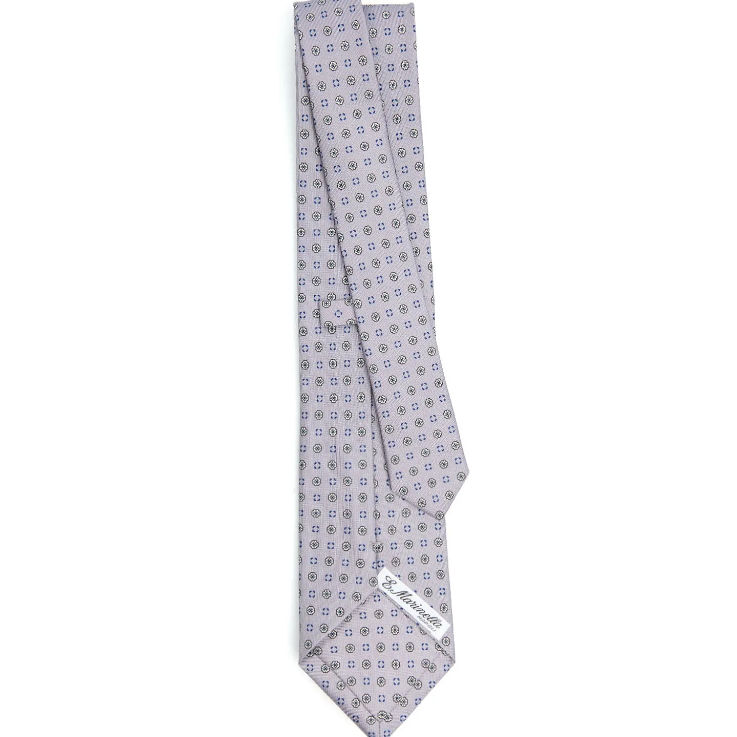 CRAVATTA SARTORIALE CLASSICA IN SETA GRIGIO CHIARO Microfantasia fiore