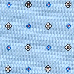 CRAVATTA SARTORIALE CLASSICA IN SETA AZZURRA Microfantasia fiore