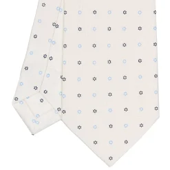 CRAVATTA SARTORIALE CLASSICA IN SETA BIANCA Microfantasia fiore