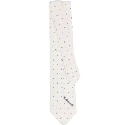 CRAVATTA SARTORIALE CLASSICA IN SETA BIANCA Microfantasia fiore