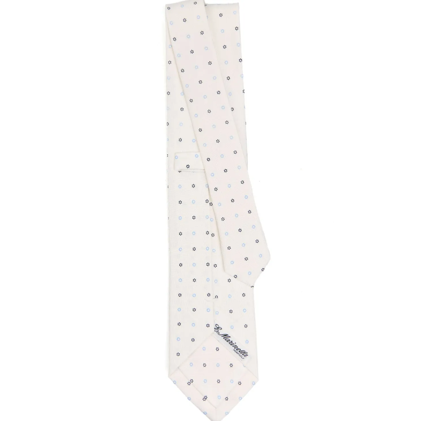 CRAVATTA SARTORIALE CLASSICA IN SETA BIANCA Microfantasia fiore