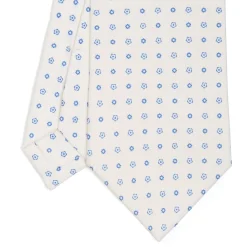 CRAVATTA SARTORIALE CLASSICA IN SETA BIANCA Microfantasia fiore