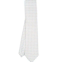 CRAVATTA SARTORIALE CLASSICA IN SETA BIANCA Microfantasia fiore