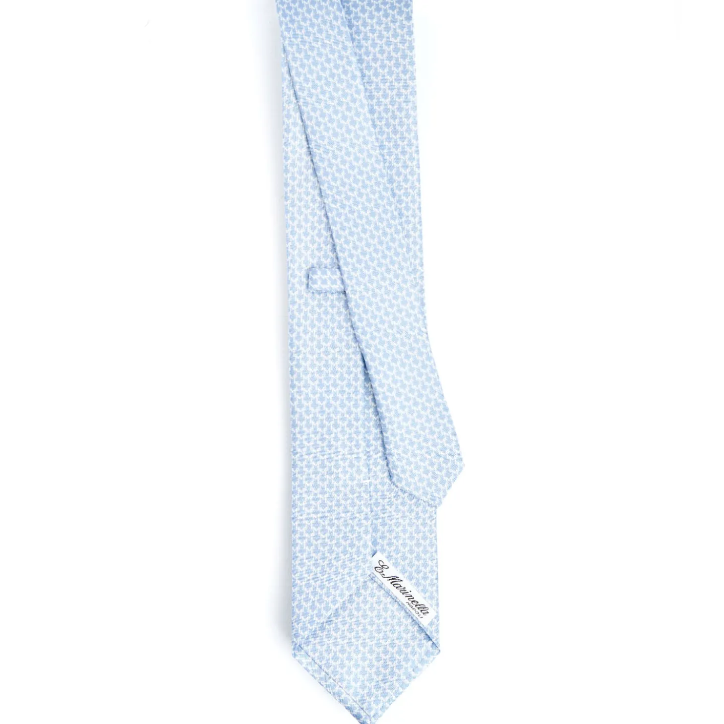 CRAVATTA SARTORIALE CLASSICA IN SETA AZZURRA Microfantasia m geometrica