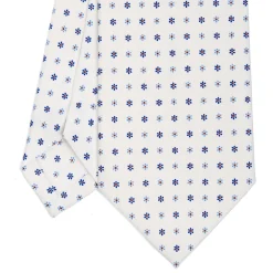 CRAVATTA SARTORIALE CLASSICA IN SETA BIANCA Microfantasia fiore