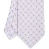 CRAVATTA SARTORIALE CLASSICA IN SETA GRIGIO CHIARO Microfantasia fiore