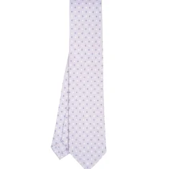 CRAVATTA SARTORIALE CLASSICA IN SETA GRIGIO CHIARO Microfantasia fiore