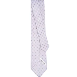 CRAVATTA SARTORIALE CLASSICA IN SETA GRIGIO CHIARO Microfantasia fiore