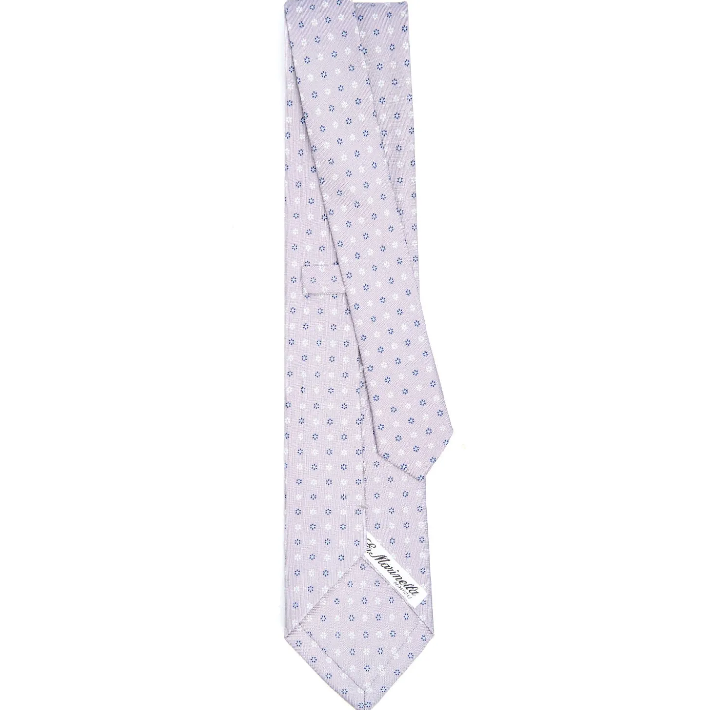 CRAVATTA SARTORIALE CLASSICA IN SETA GRIGIO CHIARO Microfantasia fiore