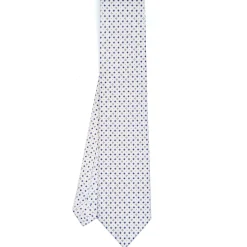CRAVATTA SARTORIALE CLASSICA IN SETA BIANCA Microfantasia fiore