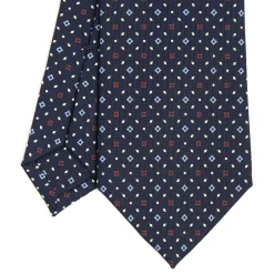 CRAVATTA SARTORIALE CLASSICA IN SETA BLU SCURO Microfantasia fiore