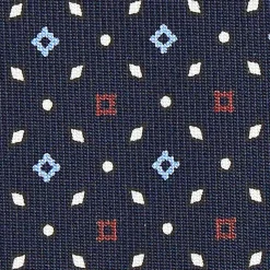 CRAVATTA SARTORIALE CLASSICA IN SETA BLU SCURO Microfantasia fiore